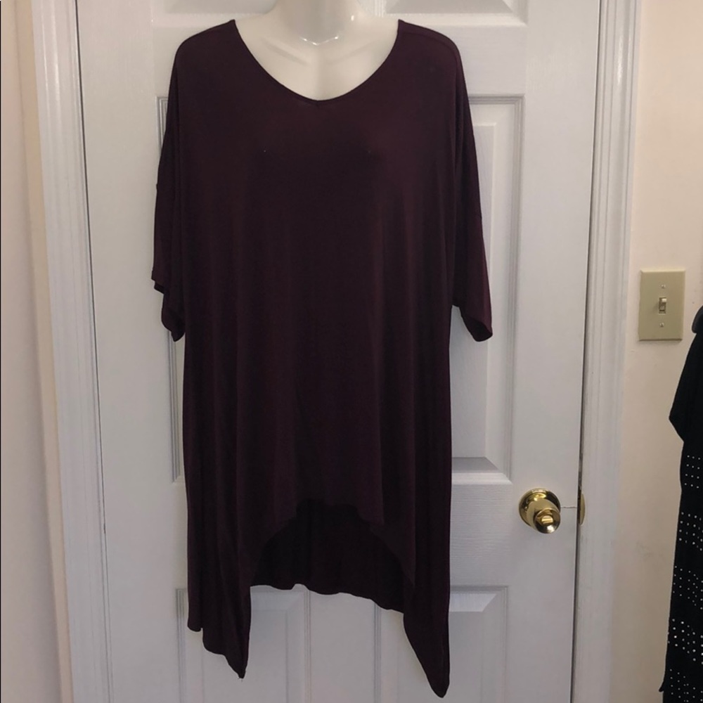 Hi low tunic style solid color cotton shirt